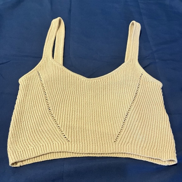 Cotton On Sweaters - CottonOn Women L Tan Pointelle Knit Bralette Sweater Tank Boho Beach Festival